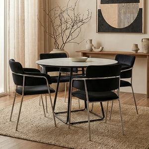 Tamzin Black Velvet Dining Chair with Chrome Finish Frame