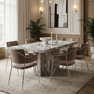 Tamzin Mink Velvet Dining Chair with Chrome Finish Frame