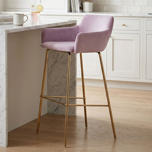 Tamzin Pink Velvet Low Back Bar Chair