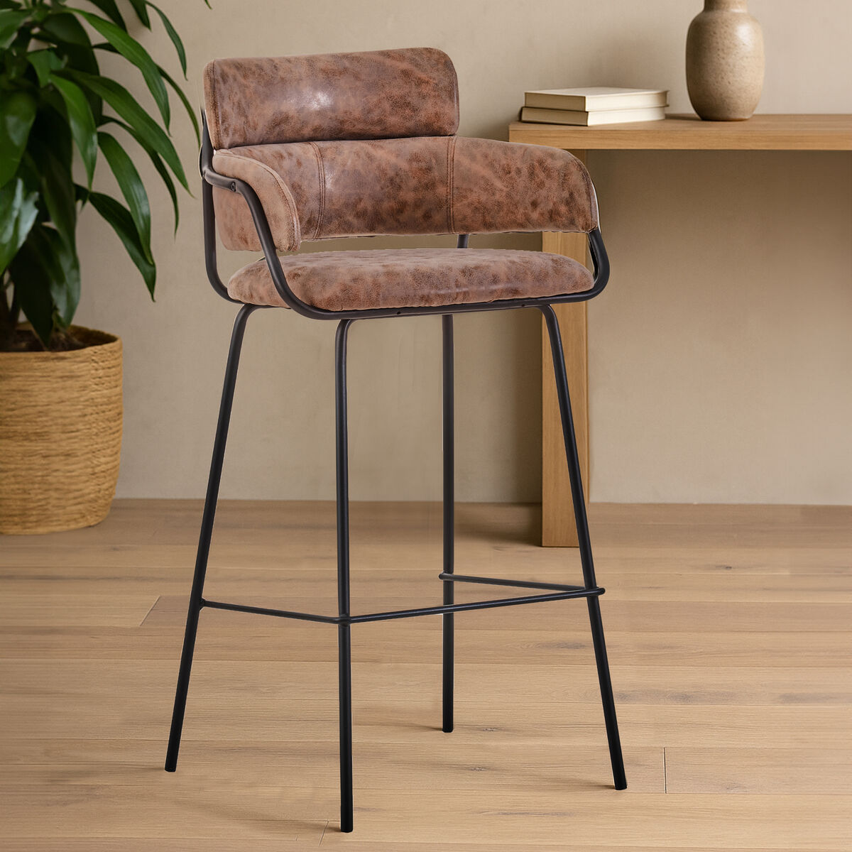 Tamzin Brown Faux Leather Bar Chair