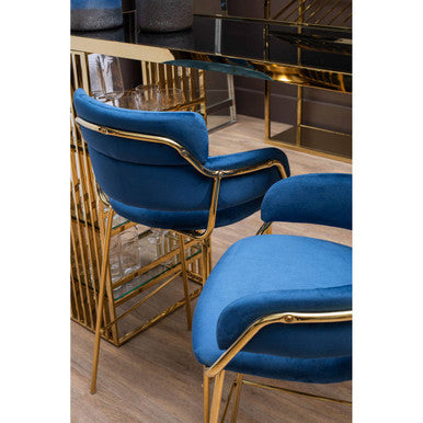 Tamzin Blue Velvet Bar Chair