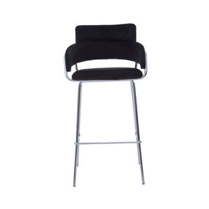 Tamzin Black Velvet Bar Chair with Chrome Finish Frame