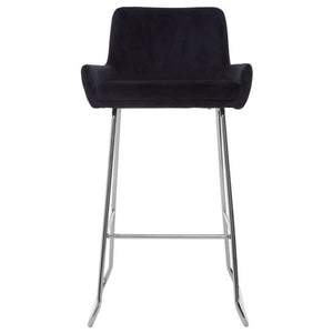 Tamzin Black Velvet Bar Chair With Low Arms