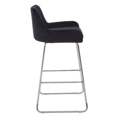 Tamzin Black Velvet Bar Chair With Low Arms