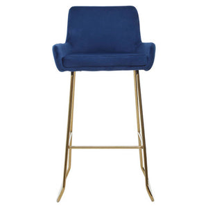 Tamzin Blue Velvet and Gold Finish Bar Chair