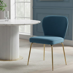 Tamzin Blue Velvet and Gold Finish Dining Chair