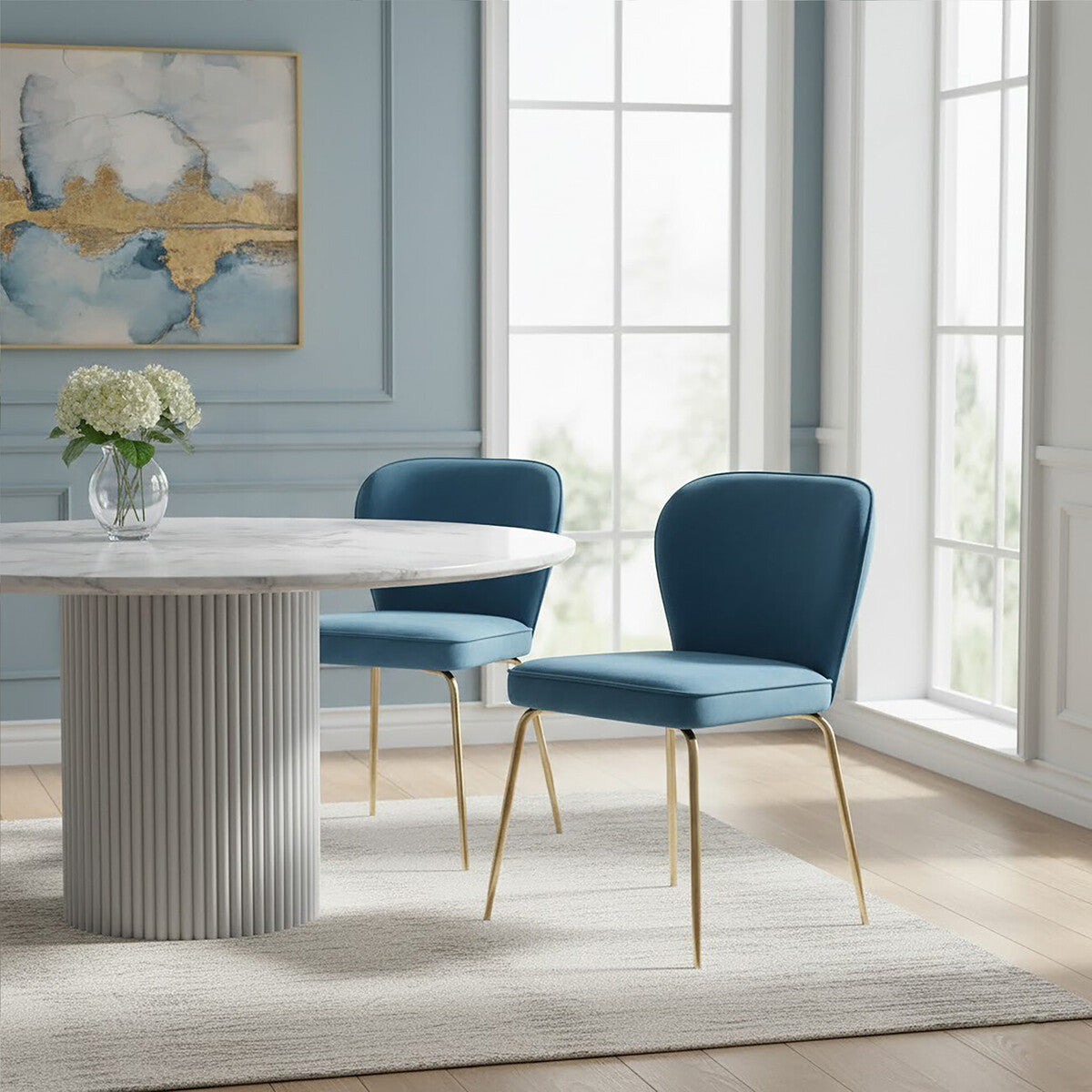 Tamzin Blue Velvet Curved Back Dining Chair