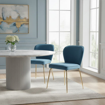 Tamzin Blue Velvet Curved Back Dining Chair