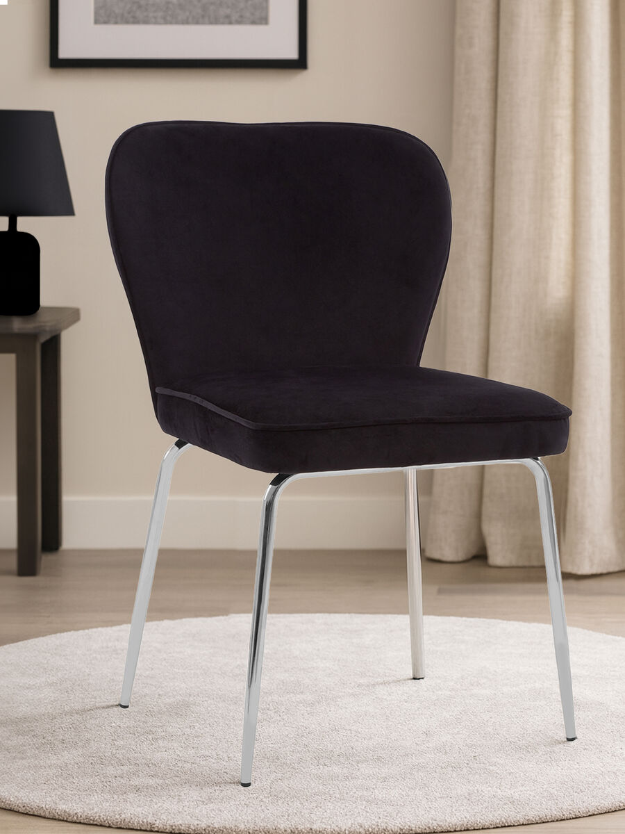 Tamzin Curved Black Chrome Finish Dining Chair