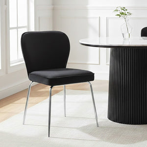 Tamzin Black Velvet and Chrome Finish Dining Chair