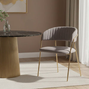 Tamzin Mink Velvet Curved Dining Chair