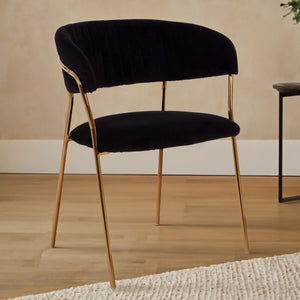 Tamzin Black Velvet Curved Dining Chair