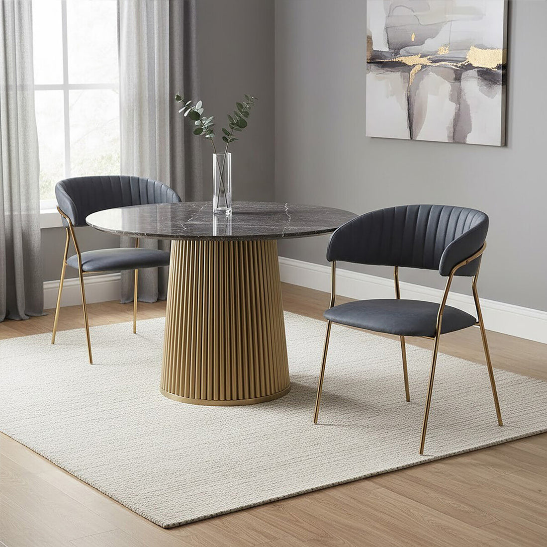Tamzin Dark Grey Faux Leather Dining Chair