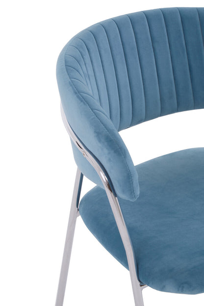 Tamzin Blue Channel Chrome Finish Dining Chair