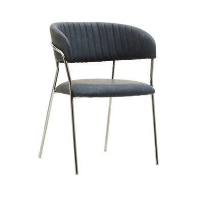 Tamzin Dark Grey Leather Curved Dining Chair