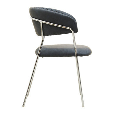 Tamzin Dark Grey Leather Curved Dining Chair