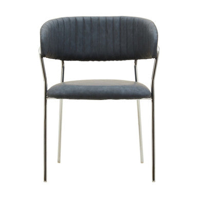 Tamzin Dark Grey Leather Curved Dining Chair