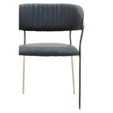 Tamzin Dark Grey Leather Curved Dining Chair