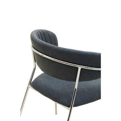 Tamzin Dark Grey Leather Curved Dining Chair