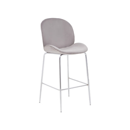 Tamzin Mink Velvet Chrome Finish Bar Chair