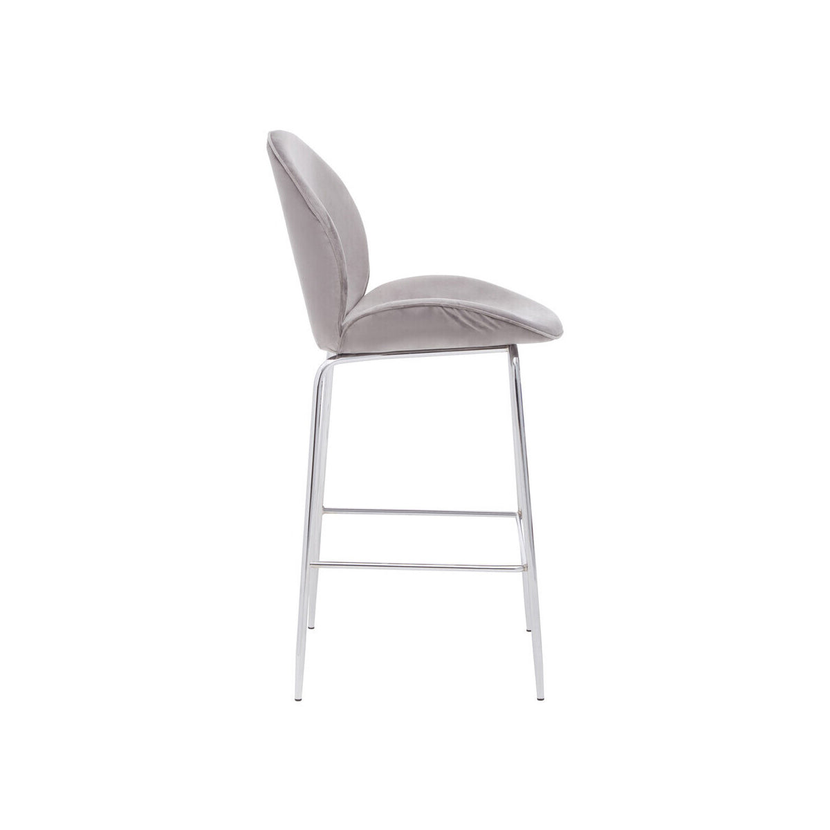 Tamzin Mink Velvet Chrome Finish Bar Chair