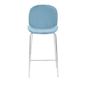 Tamzin Blue Velvet Bar Chair with Chrome Finish Legs