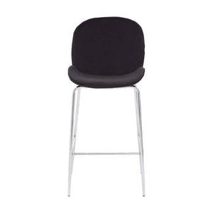 Tamzin Black Velvet Chrome Finish Bar Chair