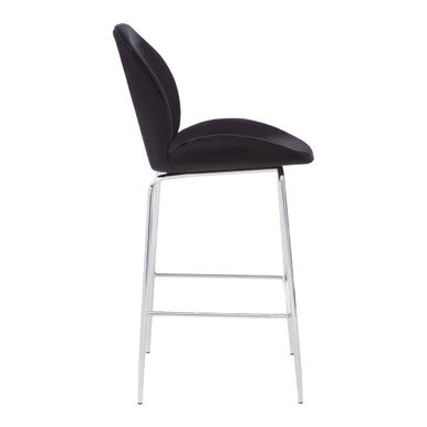 Tamzin Black Velvet Chrome Finish Bar Chair