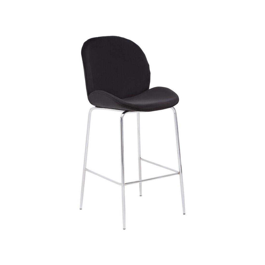 Tamzin Black Velvet Chrome Finish Bar Chair