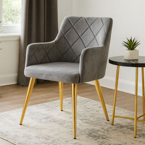 Tamzin Mink Velvet Angular Dining Chair