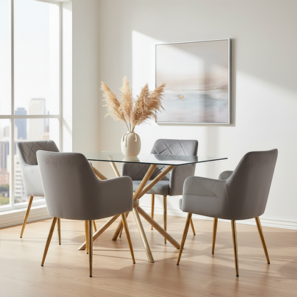 Tamzin Mink Velvet Angular Dining Chair