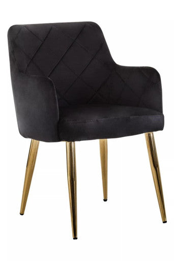 Tamzin Black Velvet Angular Dining Chair