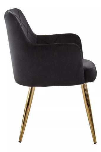 Tamzin Black Velvet Angular Dining Chair