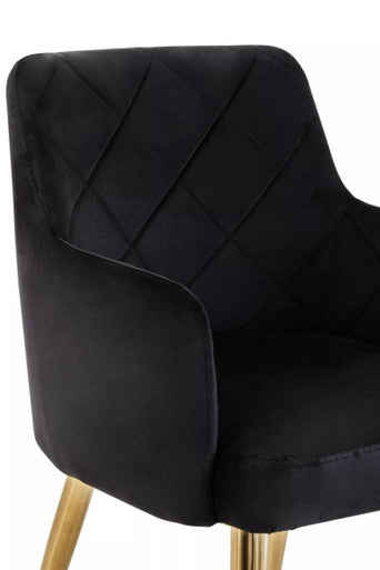 Tamzin Black Velvet Angular Dining Chair
