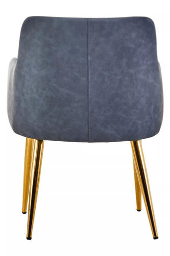 Tamzin Dark Grey Leather Effect Angular Dining Chair