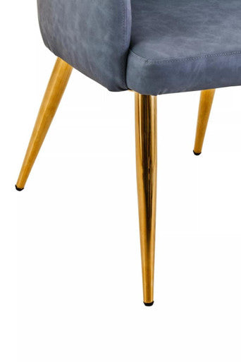 Tamzin Dark Grey Leather Effect Angular Dining Chair