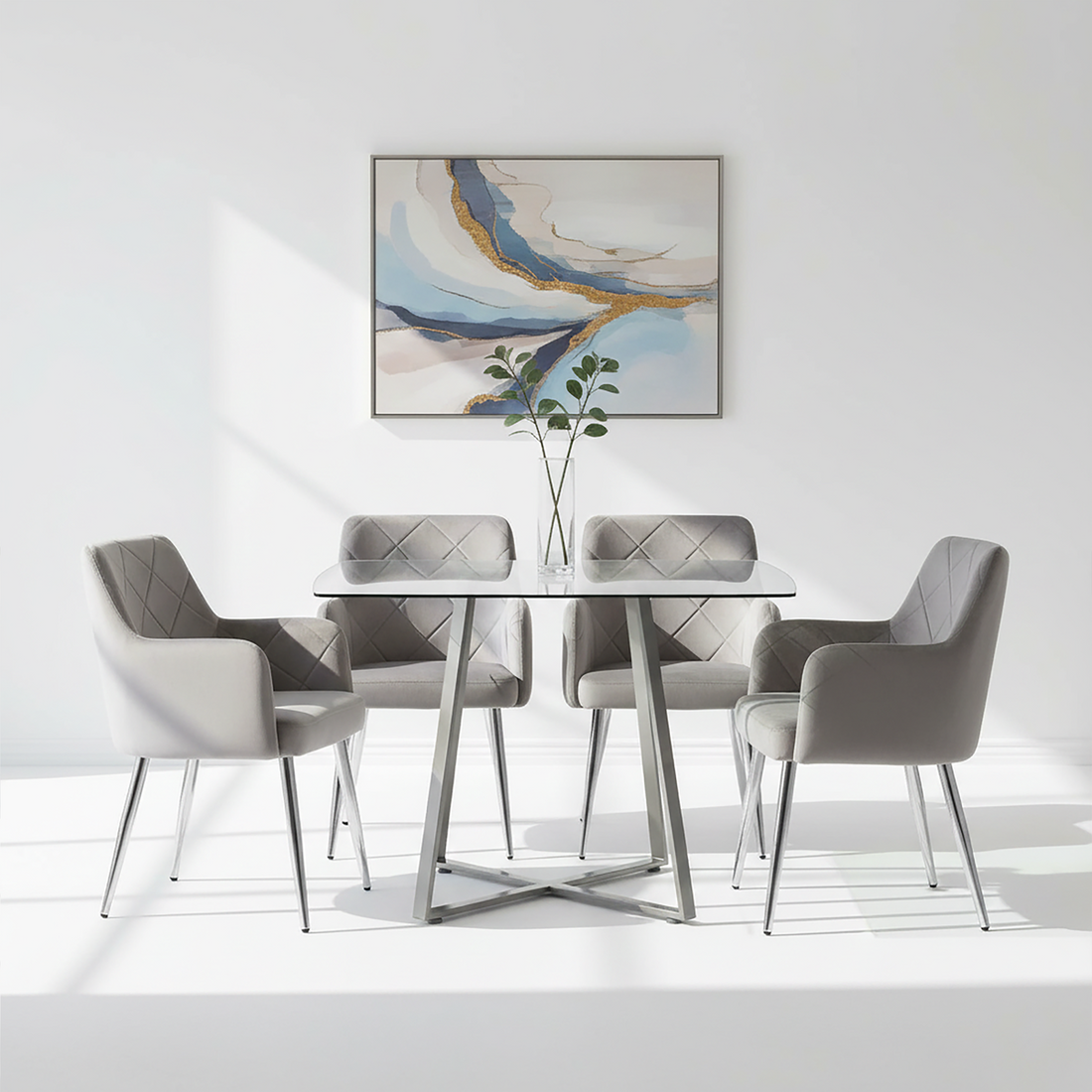 Tamzin Mink Velvet Splayed Dining Chair