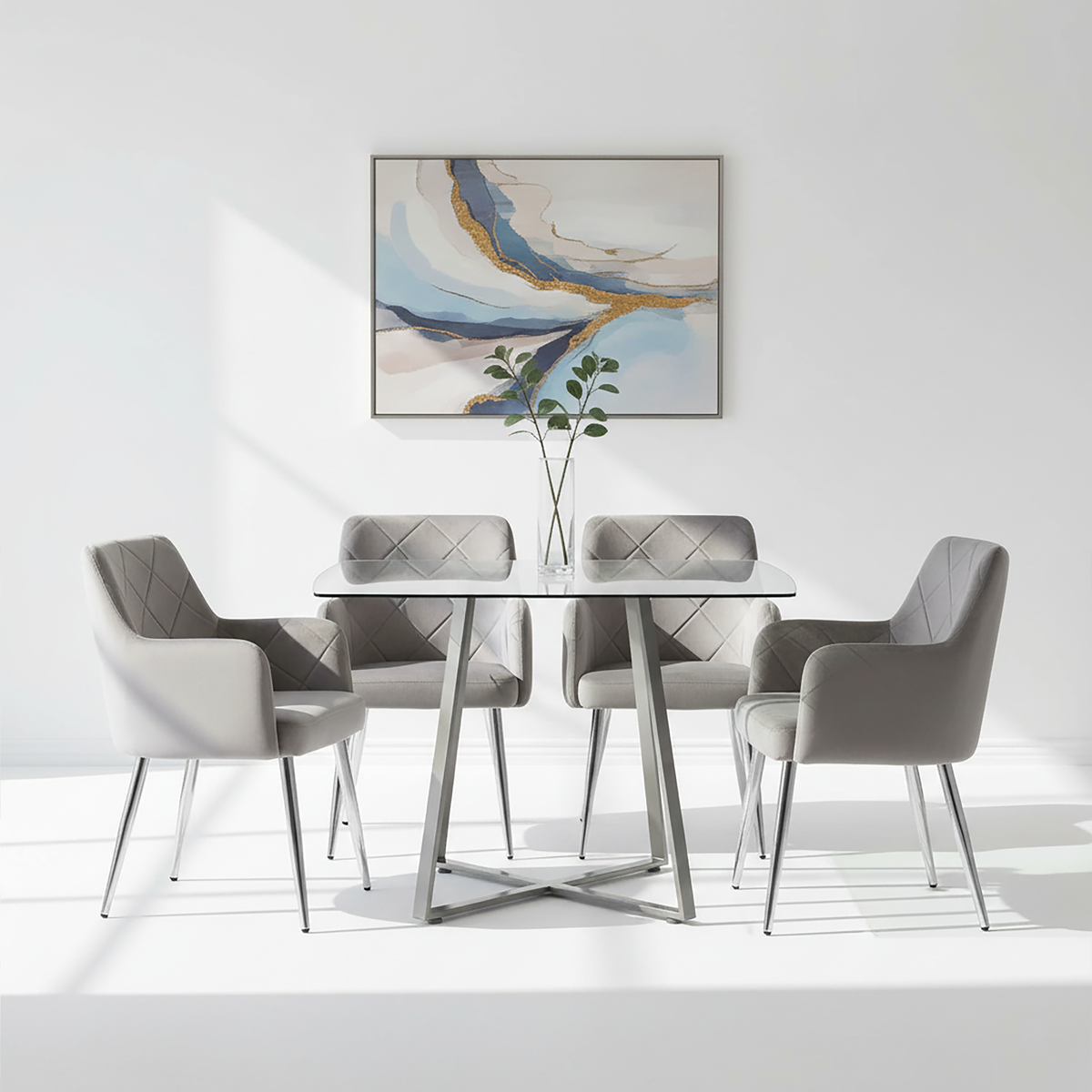 Tamzin Mink Velvet Splayed Dining Chair