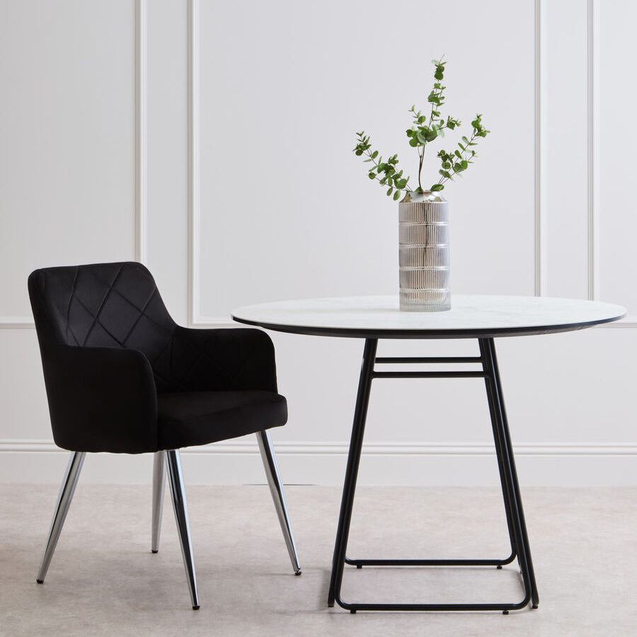 Tamzin Black Velvet Splayed Dining Chair