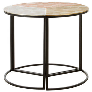 Mirano Gold Silver and Copper Set of 3 Side Tables