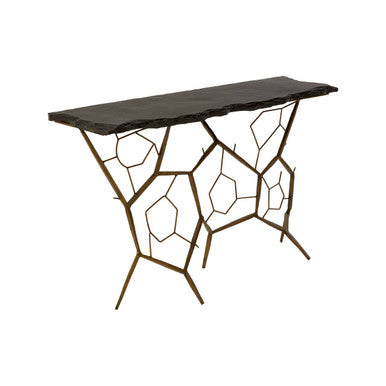 Rany Black Stone Top Console Table