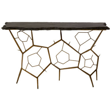 Rany Black Stone Top Console Table