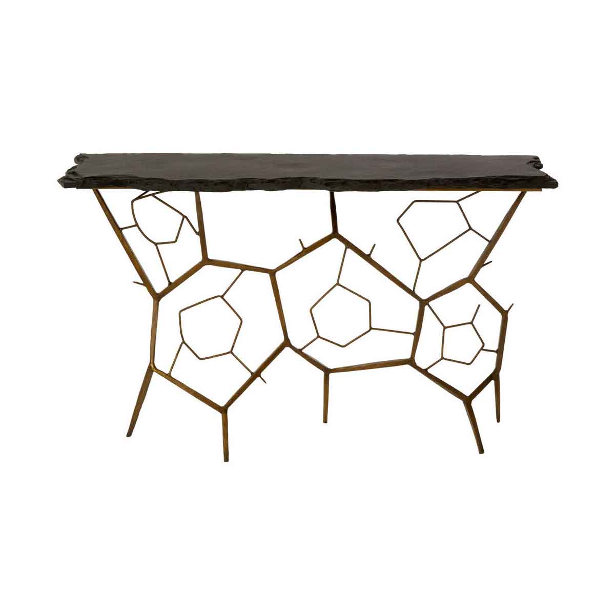 Rany Black Stone Top Console Table