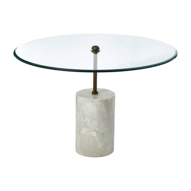Rany Glass And White Marble Side Table