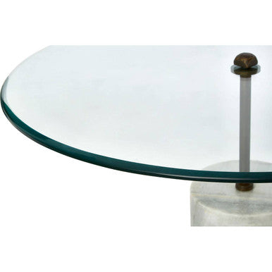 Rany Glass And White Marble Side Table