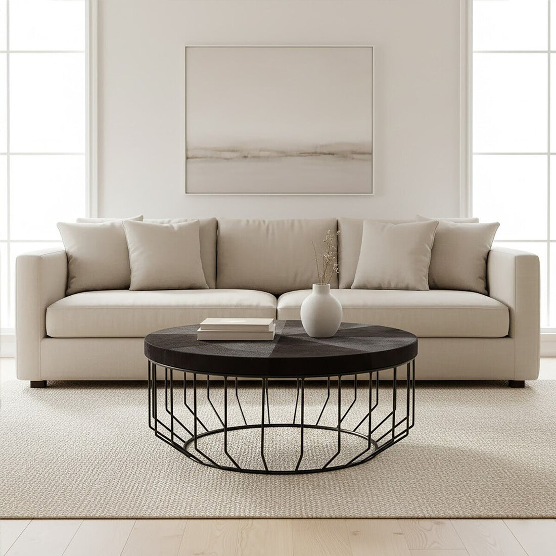 Kensington Townhouse Hair On Hide Top Round Coffee Table