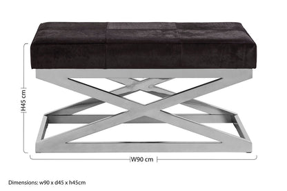 Kensington Townhouse Hair On Leather Cross Base Bench