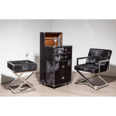 Kensington Townhouse Hair On Leather Drinks Cabinet