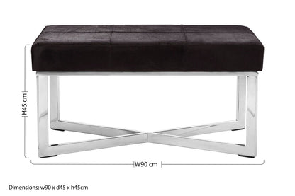 Kensington Townhouse Black Hair On Leather Leather Bench