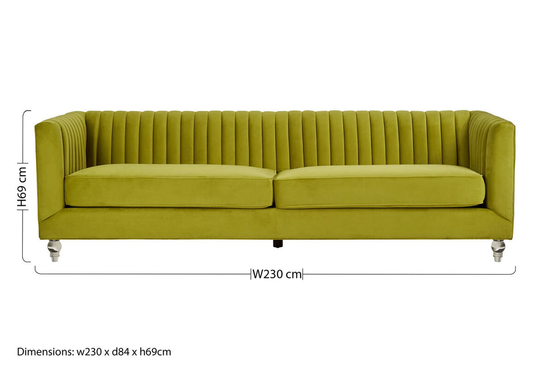 3 Seater Green Velvet Sofa, Brasa